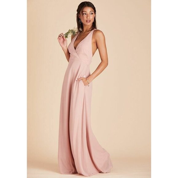 Hey Birdy Moni Convertible Back Bridesmaid Formal Maxi Dress Size L Rose Quarts - Picture 2 of 10